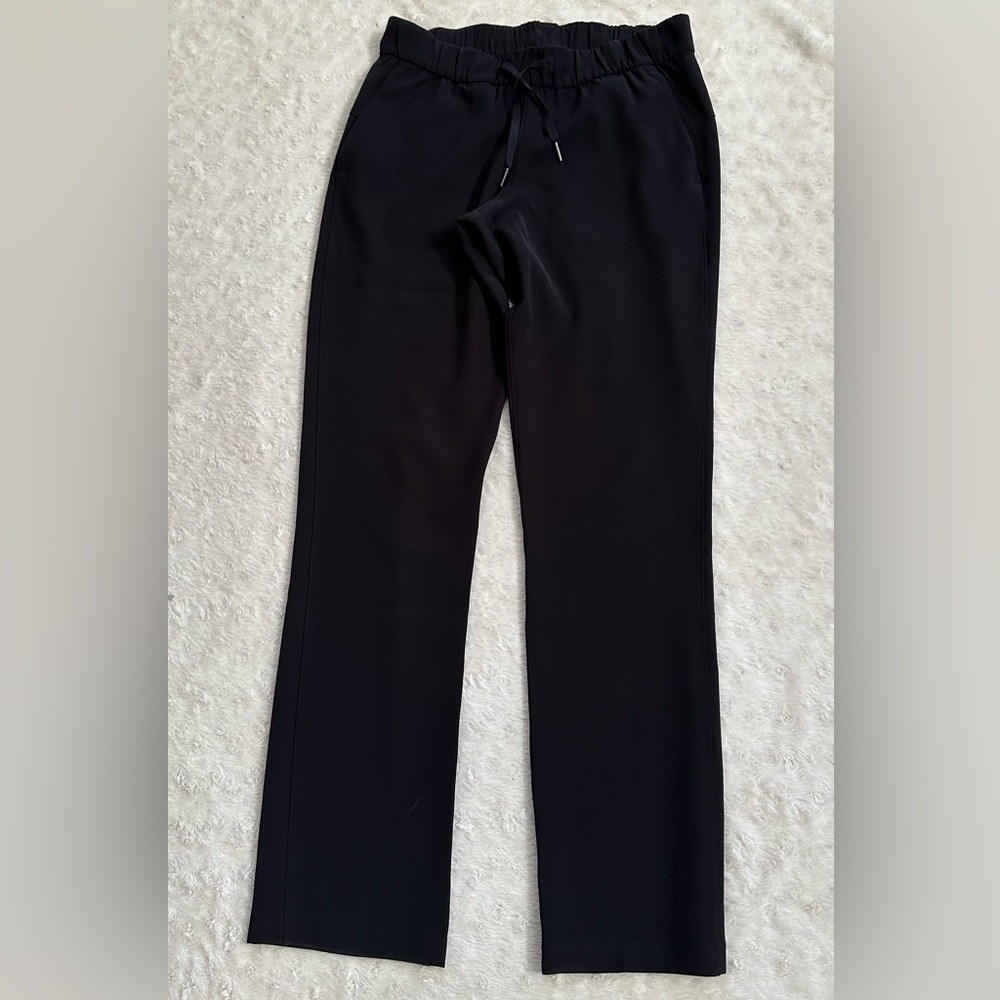 Black Drawstring Waist Straight-Leg Women's Pants